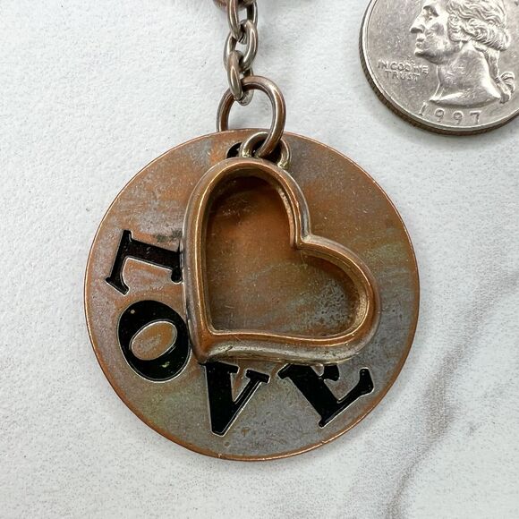 Silver and Gold Tone Metal Love Heart Keychain Keyring - Picture 7 of 7